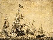 Willem Van de Velde The Younger Seascape with Dutch men-of-war. France oil painting artist